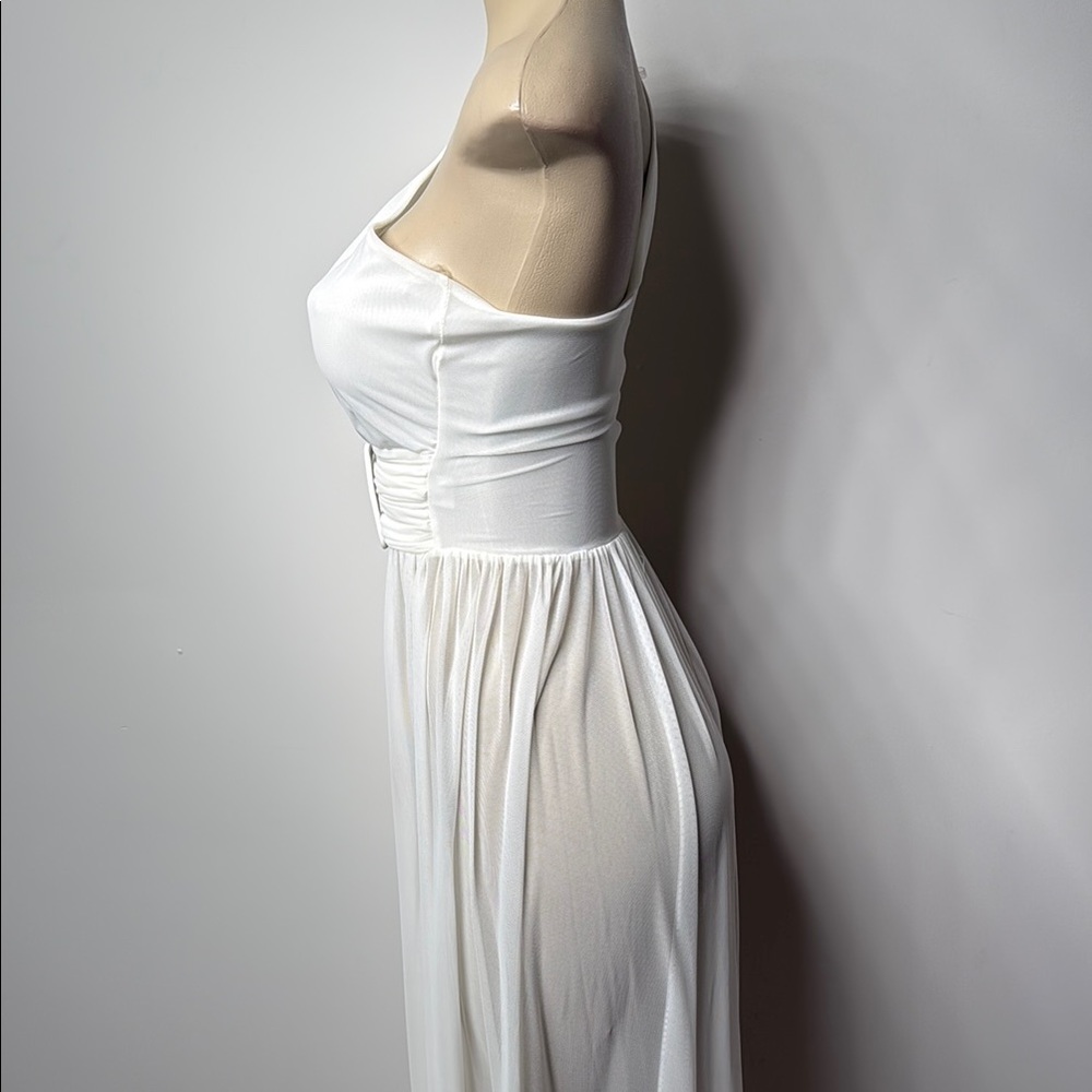 A3 Design White One-Shoulder Ruched Top - Picture 5 of 11